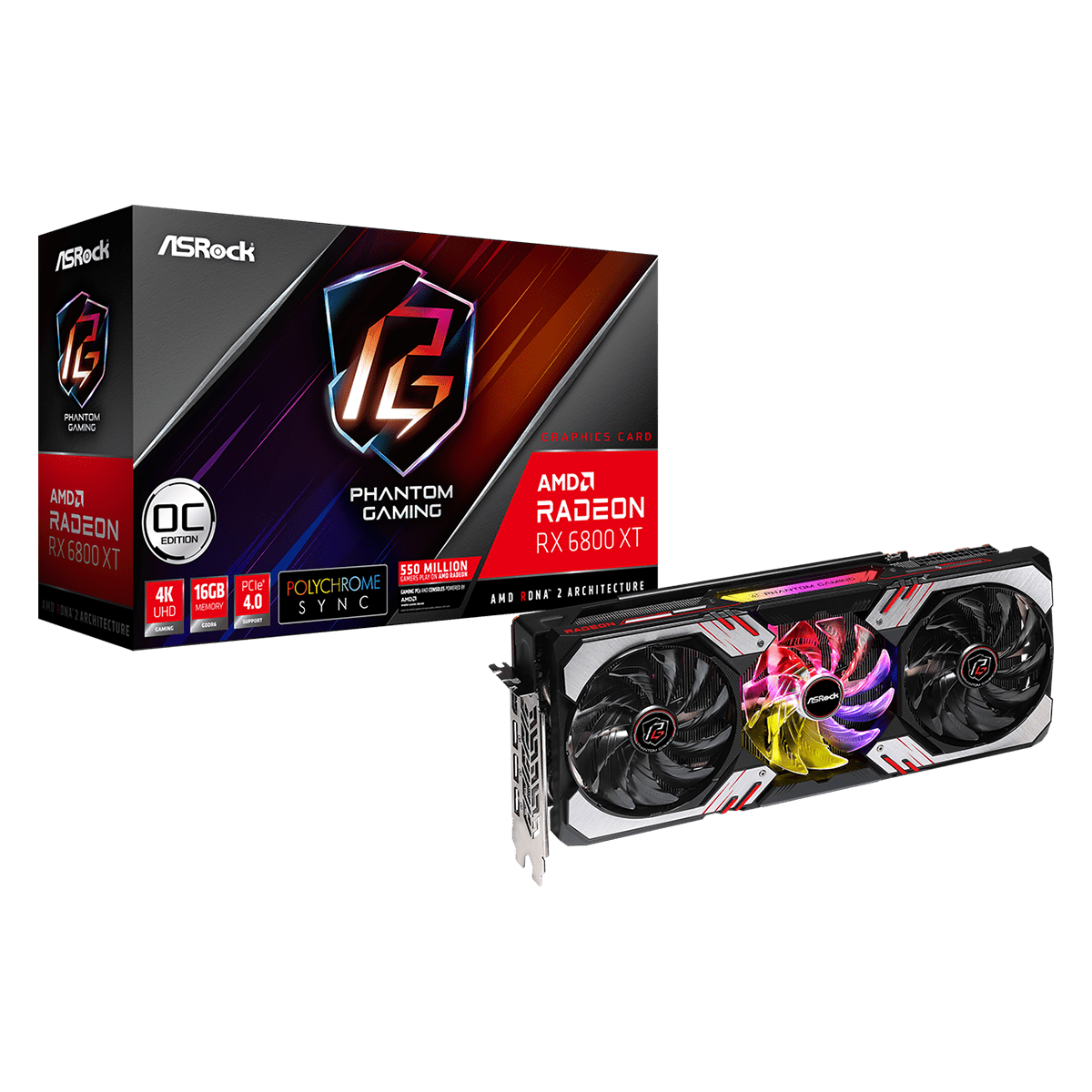 ASRock AMD Radeon RX 6800 XT Phantom Gaming D 16GB GDDR6 OC Graphics Card