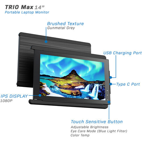 Mobile Pixels TRIO Max 14" 16:9 Portable Monitor (Metallic Black, 2-Pack)