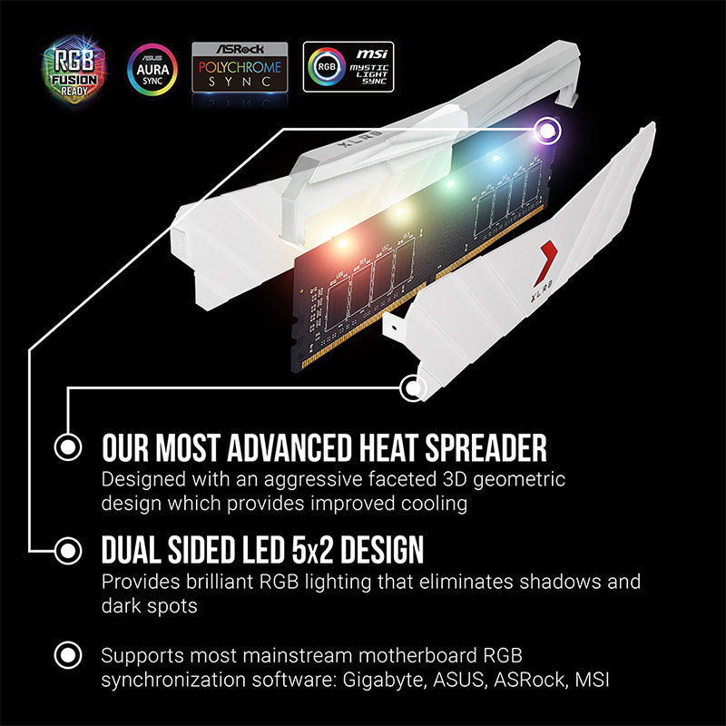 PNY XLR8 Gaming EPIC-X RGB™ 3600MHz Desktop Memory White Edition
