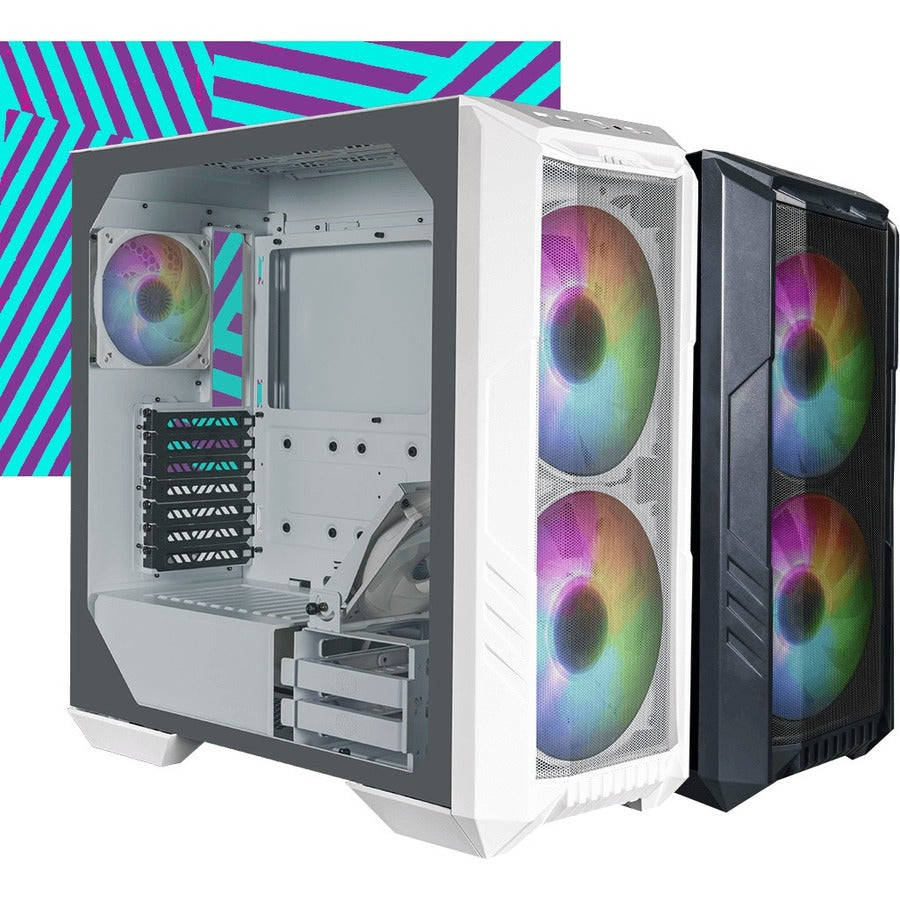 Cooler Master MasterCase H500 ARGB Airflow Mid-Tower Case with Mesh & Transparent Front Panels (Black)