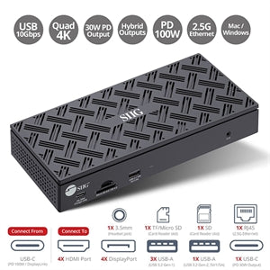 SIIG USB-C Quad Hybrid 4K Video Docking Station with 100W PD