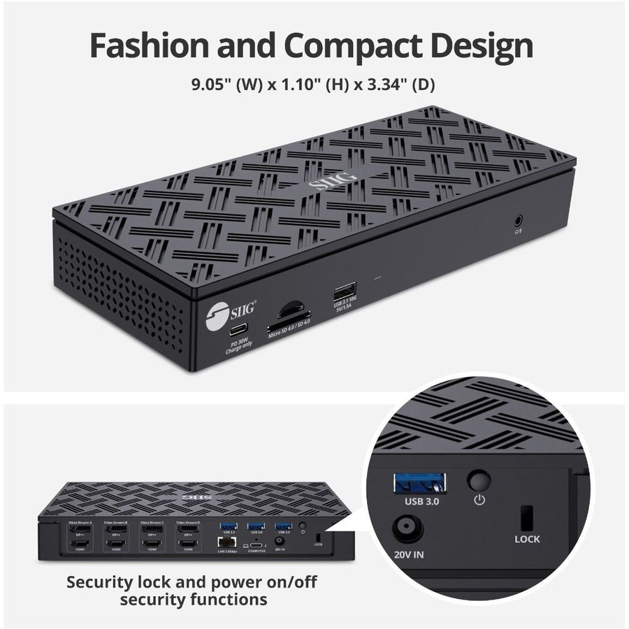 SIIG USB-C Quad Hybrid 4K Video Docking Station with 100W PD