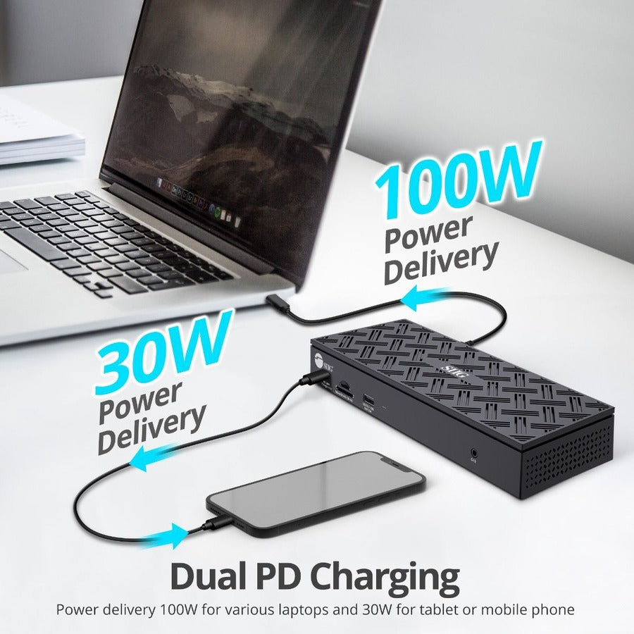 SIIG USB-C Quad Hybrid 4K Video Docking Station with 100W PD