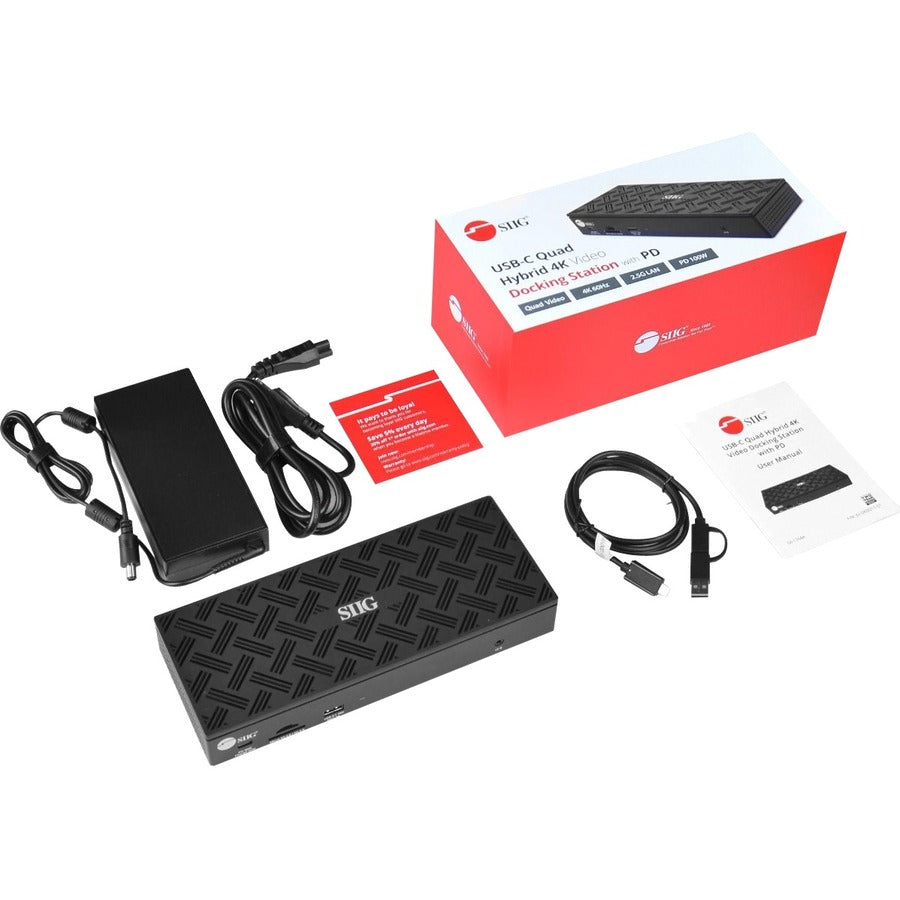 SIIG USB-C Quad Hybrid 4K Video Docking Station with 100W PD