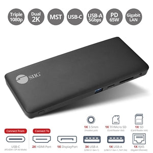 SIIG USB-C Triple Video MST Docking Station with PD