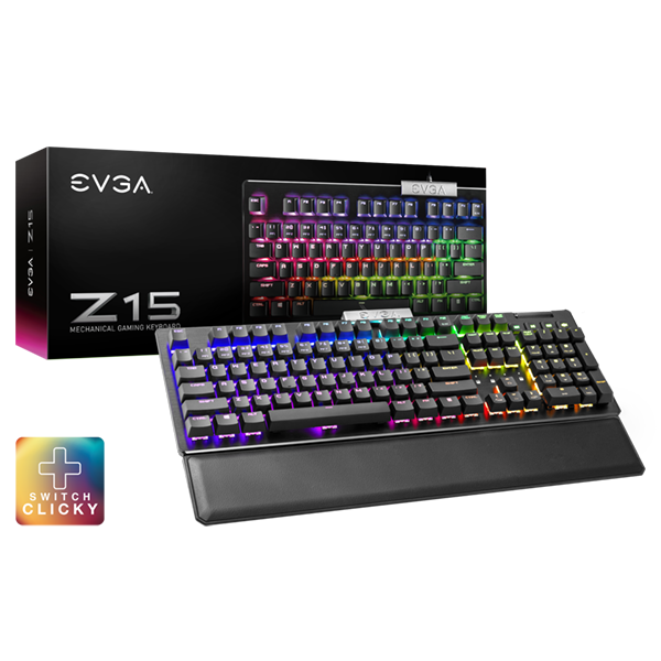 EVGA Z15 RGB Mechanical Gaming Keyboard,-Clicky Switch