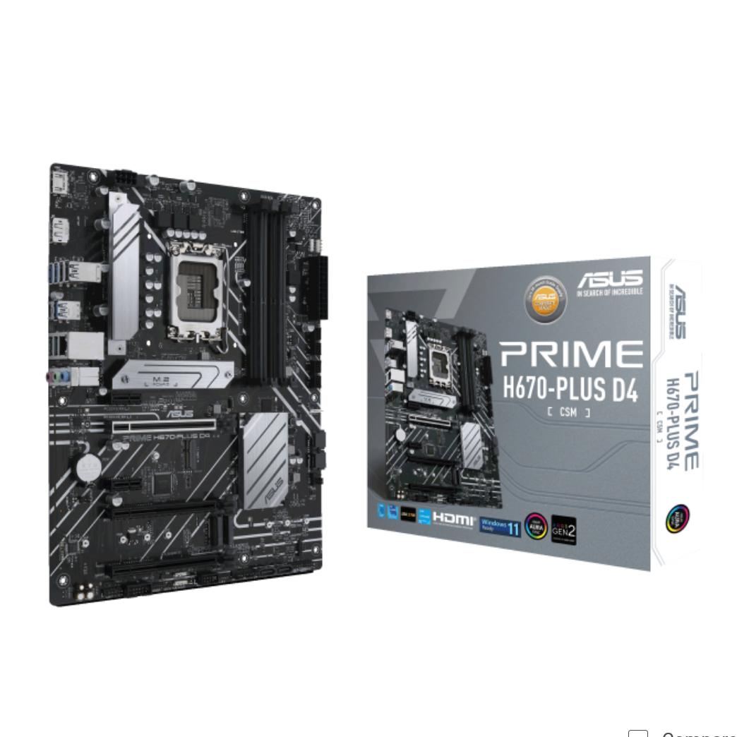 Asus Prime H670-PLUS D4  LGA1700 Max.128GB DDR4 PCI Express ATX Motherboard