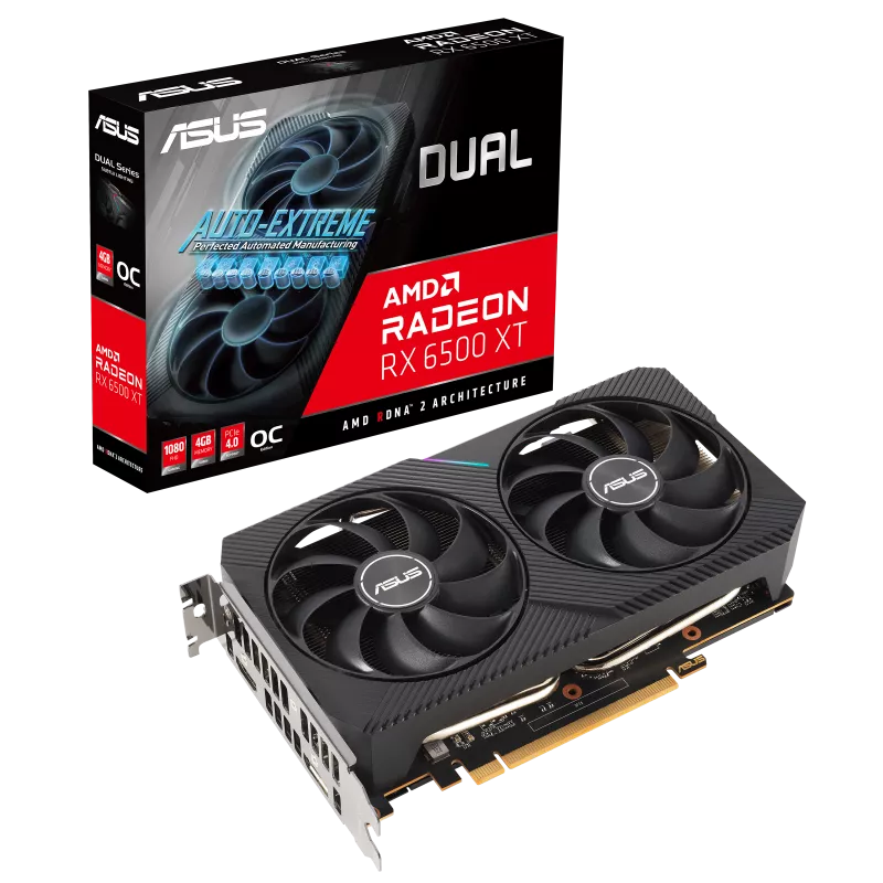 Asus Dual AMD Radeon RX 6500 XT OC Edition 4GB GDDR6 Gaming Graphics Card