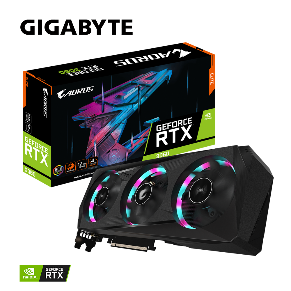 Gigabyte AORUS GeForce RTX 3060 ELITE 12GB (rev. 2.0) Graphics Cards
