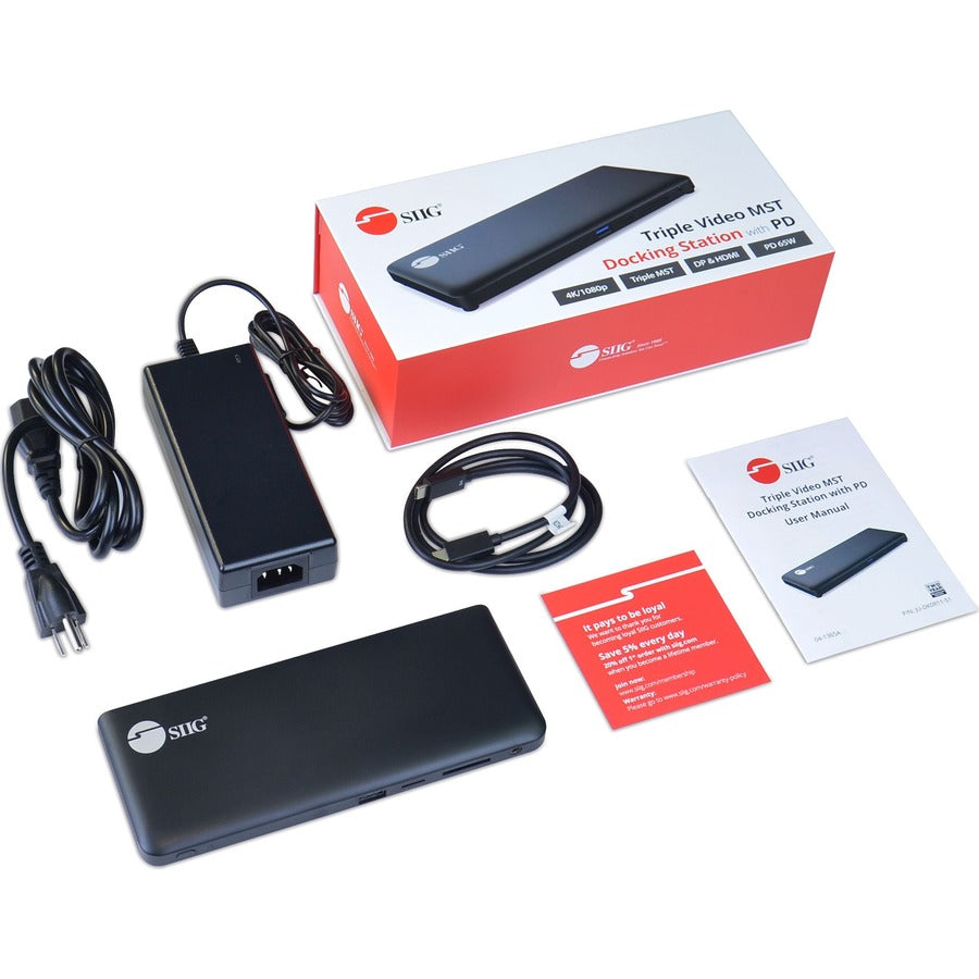 SIIG USB-C Triple Video MST Docking Station with PD