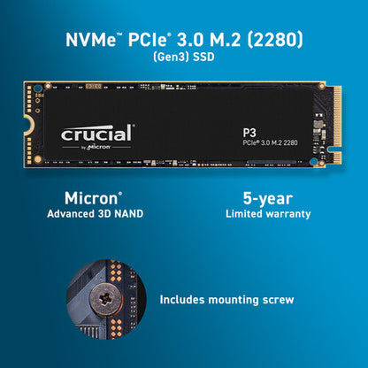 Crucial 500GB P3 NVMe PCIe 3.0 M.2 Internal SSD