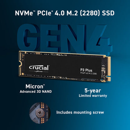 Crucial 2TB P3 Plus NVMe PCIe 4.0 M.2 Internal SSD
