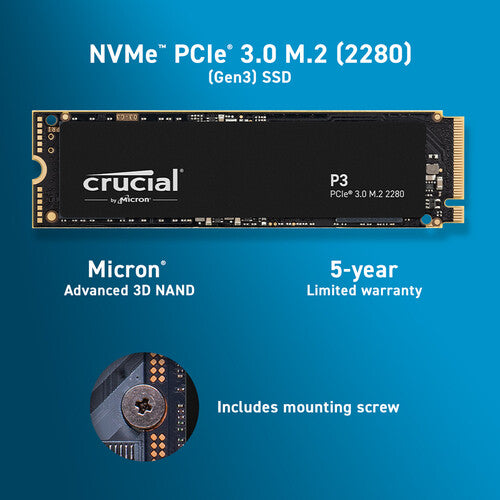 Crucial P3 NVMe PCIe 3.0 M.2 2TB Internal SSD